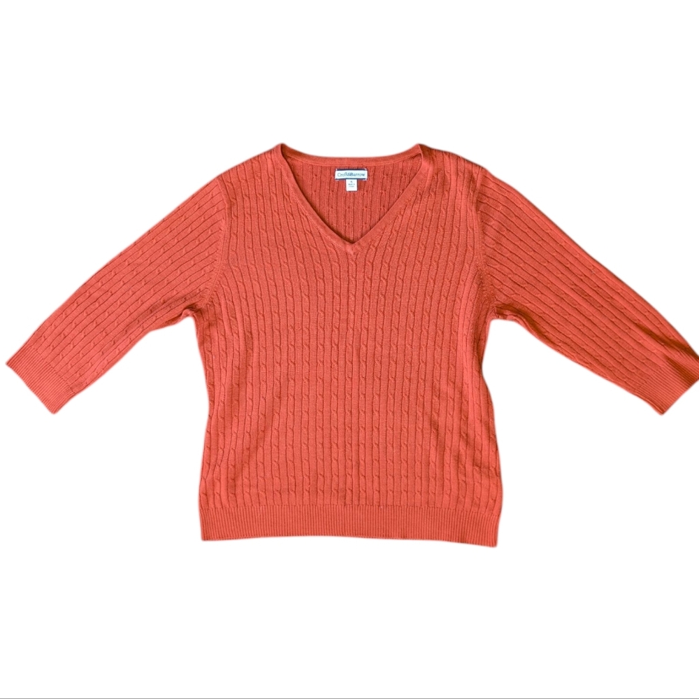 Croft & Barrow V-Neck Orange Sweater Womens Size XL